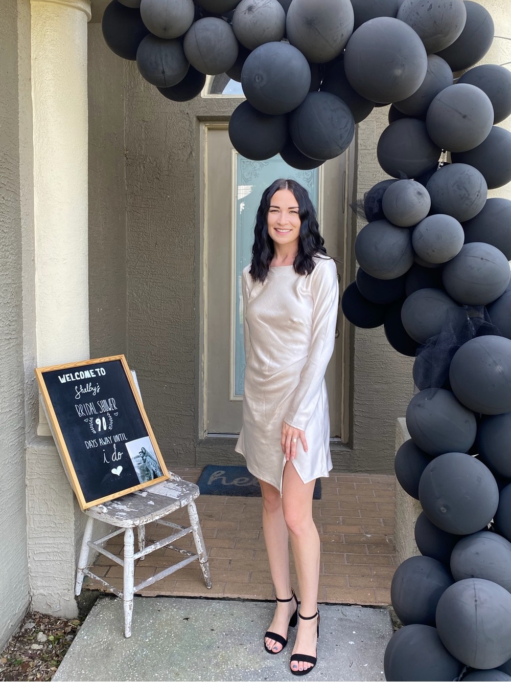 Selfie Leslie Ivory Satin Asymmetrical Dress - Picture 4 of 4